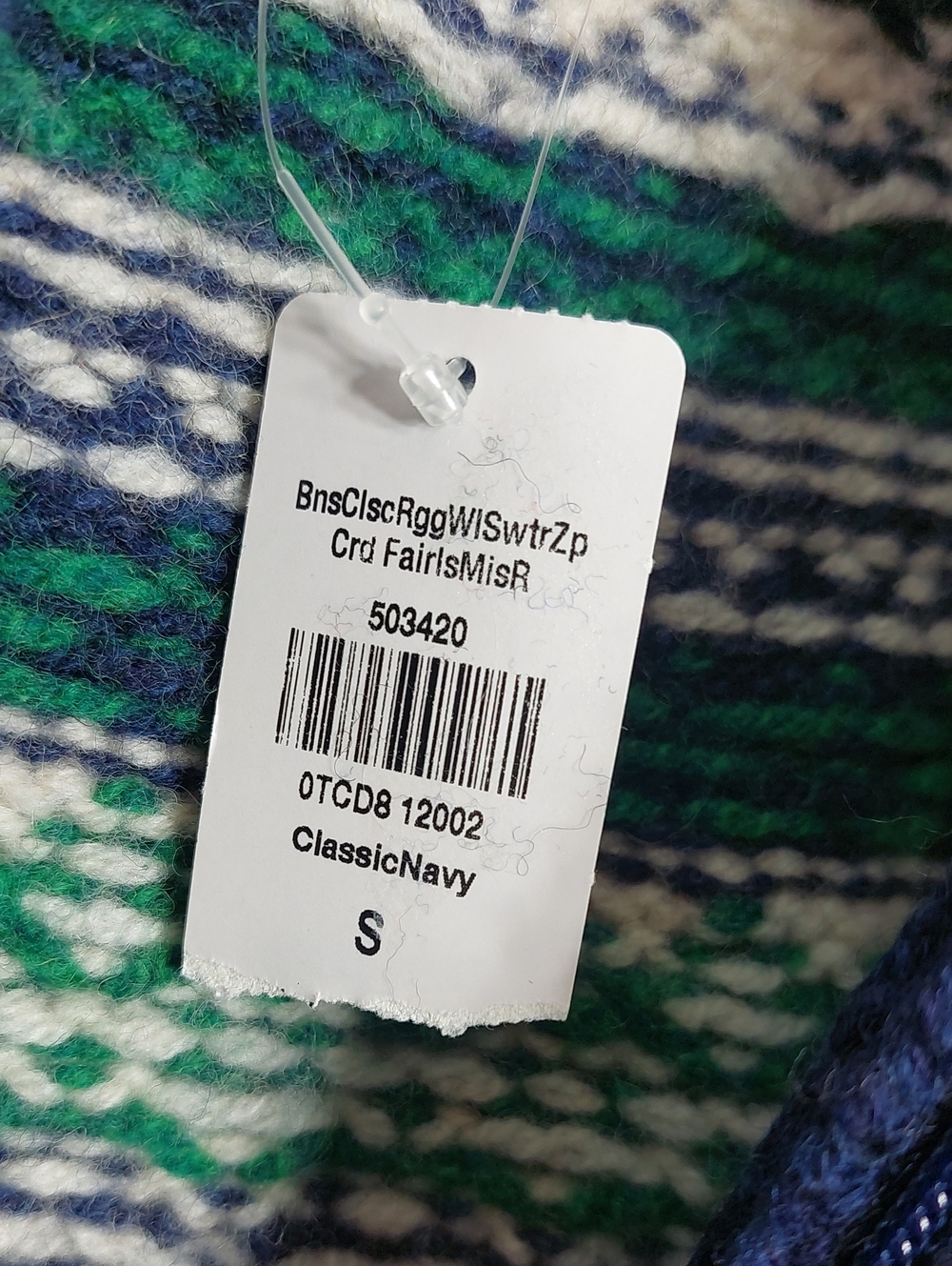 LL Bean Women's Size Small Ragg Wool Sweater Zip Up Cardigan Fair Isle Print - Picture 4 of 13
